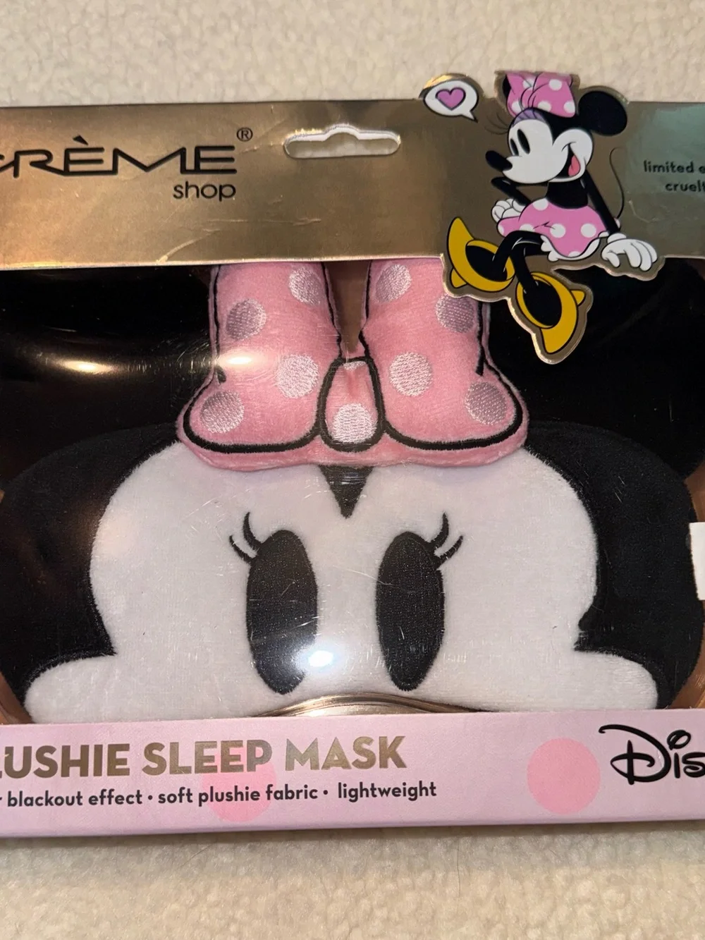 Disney Minnie Mouse Plush Sleep Mask - Pink, Black & White